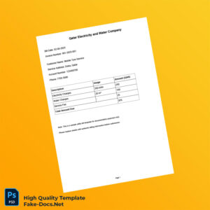Qatar Qatar Electricity and Water Company Editable Utility Bill Template in Word and PDF formats
