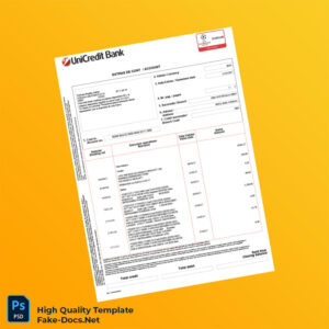 Romania UniCredit Bank Statement Template in Word and PDF formats 2 page