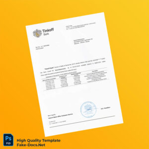 Russia Tinkoff Bank Statement Template in Word and PDF formats