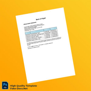 Rwanda Bank of Kigali Official Bank Statement Template in Word and PDF formats