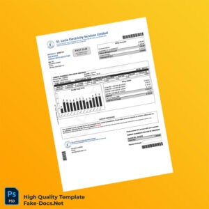 Saint Lucia St Lucia Electricity Services Limited Editable Tax Invoice Template in Word and PDF formats