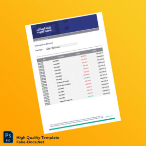 Saudi Arabia Editable Transaction History Template in Word and PDF formats 2 page