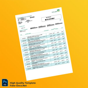 Saudi Arabia NCB Bank Statement Template in Word and PDF formats 2 page