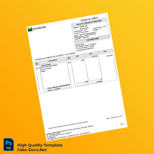 Senegal Orabank Bank Statement Template in Word and PDF formats