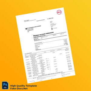 South Africa Absa Bank Cheque Account Statement Template in Word and PDF formats 2 page South Africa Absa Bank Cheque Account Statement Template in Word and PDF formats 2 page