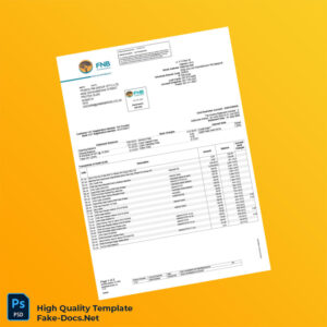 South Africa FNB Bank Statement Template in Word and PDF formats 2 page