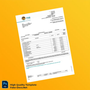 South Africa First National Bank Bank Statement Template in Word and PDF formats