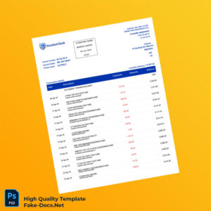 South Africa Standard Bank Statement Template in Word and PDF formats 4 page