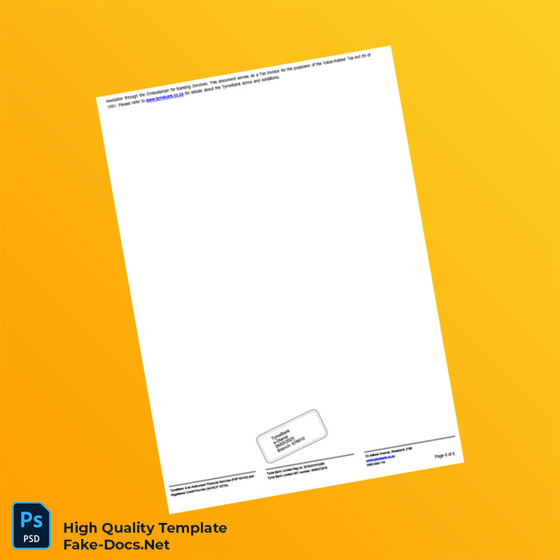 South Africa TymeBank Personal Bank Statement Template in Word and PDF formats 6 page South Africa TymeBank Personal Bank Statement Template in Word and PDF formats 6 page