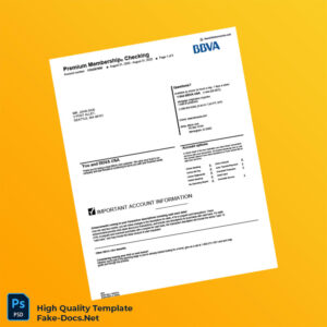Spain BBVA Bank Statement Template in Word and PDF formats 5 page