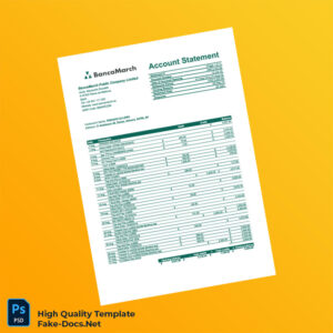 Spain BancaMarch Bank Statement Template in Word and PDF formats