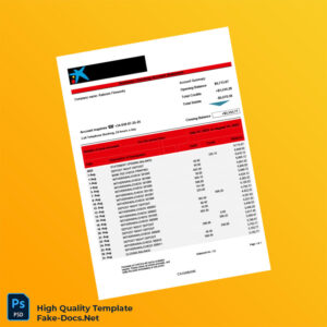 Spain CAIXABANK Bank Statement Template in Word and PDF formats