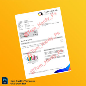 Spain Catalunya Telefónica Editable Utility Bill Template in Word and PDF formats 2 page
