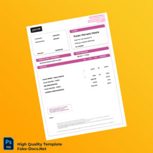 Spain France Telecom Editable Utility Bill Template in Word and PDF formats