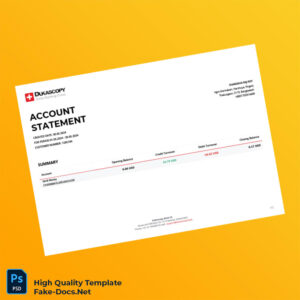 Switzerland Dukascopy Bank Statement Template in Word and PDF formats 2 page