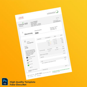 UAE DEWA Editable Electricity Bill Template in Word and PDF formats
