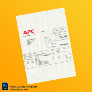 UK APC by Schneider Electric Editable Electricity Bill Template in Word and PDF formats