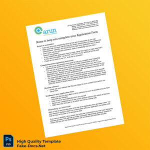 UK Arun Community Church Editable Application Form Notes Template in Word and PDF formats 4 page