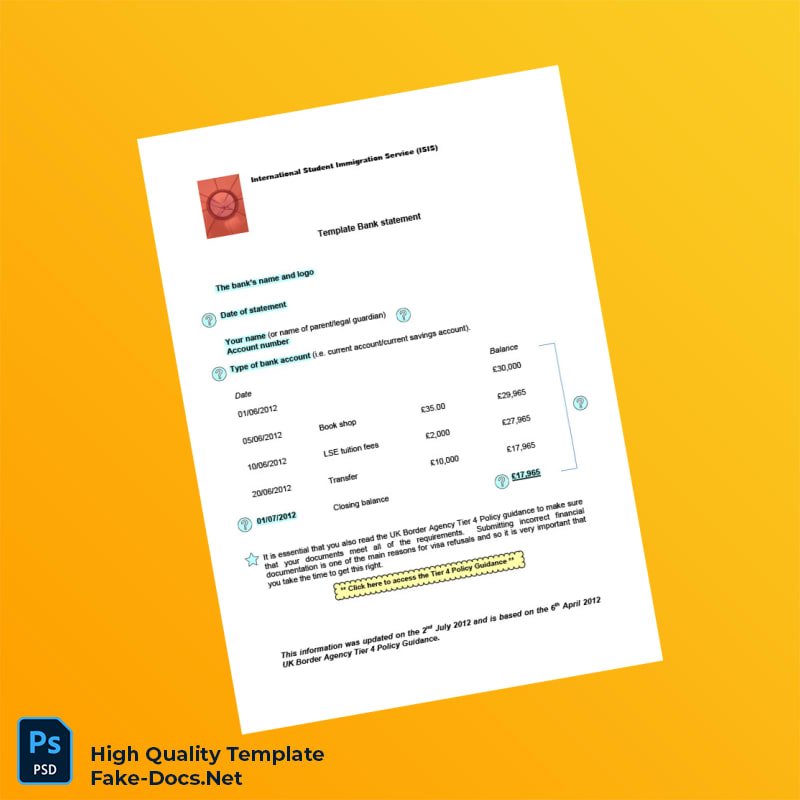 UK Bank Statement Template in Word and PDF formats UK Bank Statement Template in Word and PDF formats