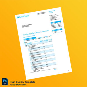 UK Barclays Bank Statement Template in Word and PDF formats UK Barclays Bank Statement Template in Word and PDF formats