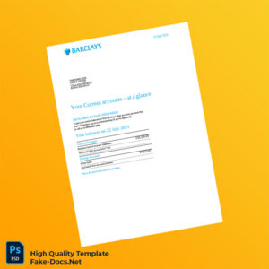 UK Business Current Account Statement Template in Word and PDF formats UK Business Current Account Statement Template in Word and PDF formats