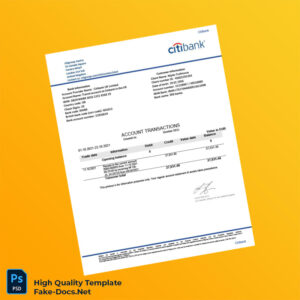 UK Citibank Account Statement Template in Word and PDF formats UK Citibank Account Statement Template in Word and PDF formats