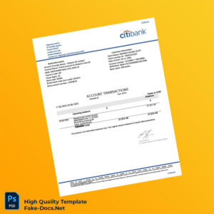 UK Citibank Bank Statement Template in Word and PDF formats UK Citibank Bank Statement Template in Word and PDF formats