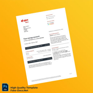 UK E ON Editable Utility Bill Template in Word and PDF formats 3 page