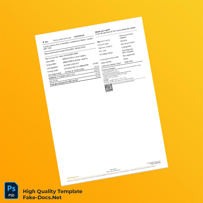 UK EDF Editable Utility Bill Template in Word and PDF formats 5 page UK EDF Editable Utility Bill Template in Word and PDF formats 5 page