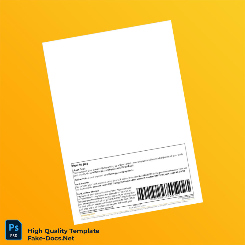 UK EDF Editable Utility Bill Template in Word and PDF formats 5 page UK EDF Editable Utility Bill Template in Word and PDF formats 5 page