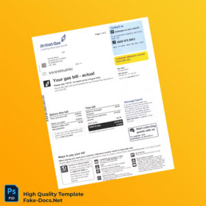 UK Editable Gas Bill Template in Word and PDF formats UK Editable Gas Bill Template in Word and PDF formats
