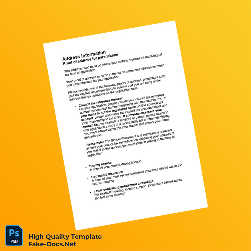 UK Editable Proof of Address Guide Template in Word and PDF formats 2 page UK Editable Proof of Address Guide Template in Word and PDF formats 2 page