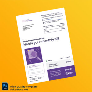 UK Electricity Provider Editable Utility Bill Template in Word and PDF formats 6 page UK Electricity Provider Editable Utility Bill Template in Word and PDF formats 6 page