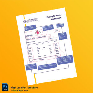 UK Example Bank Statement Template in Word and PDF formats