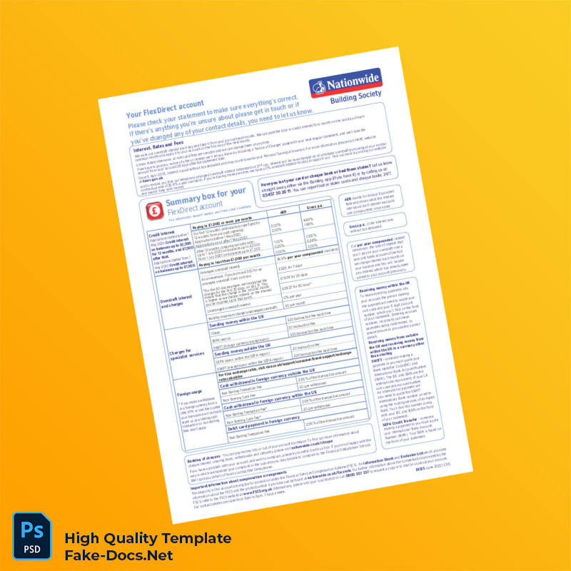 UK Nationwide Bank Statement Template in Word and PDF formats 8 page UK Nationwide Bank Statement Template in Word and PDF formats 8 page