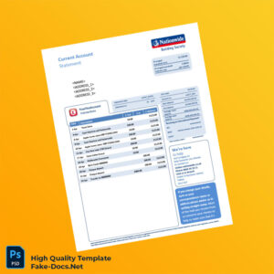 UK Nationwide Current Account Statement Template in Word and PDF formats UK Nationwide Current Account Statement Template in Word and PDF formats