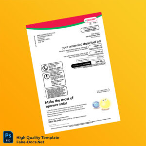UK Npower Editable Dual Fuel Bill Template in Word and PDF formats 3 page UK Npower Editable Dual Fuel Bill Template in Word and PDF formats 3 page