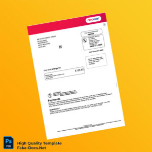 UK Npower Editable Energy Bill Template in Word and PDF formats 5 page UK Npower Editable Energy Bill Template in Word and PDF formats 5 page
