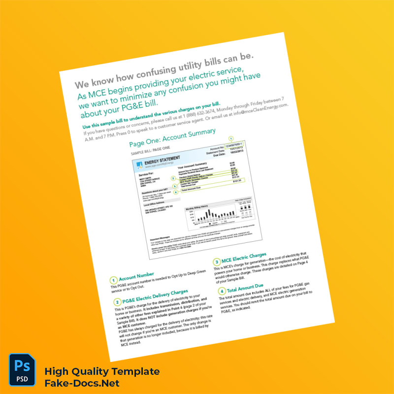 UK Pacific Gas And Electric Company Editable Electricity Bill Template in Word and PDF formats 4 page UK Pacific Gas And Electric Company Editable Electricity Bill Template in Word and PDF formats 4 page