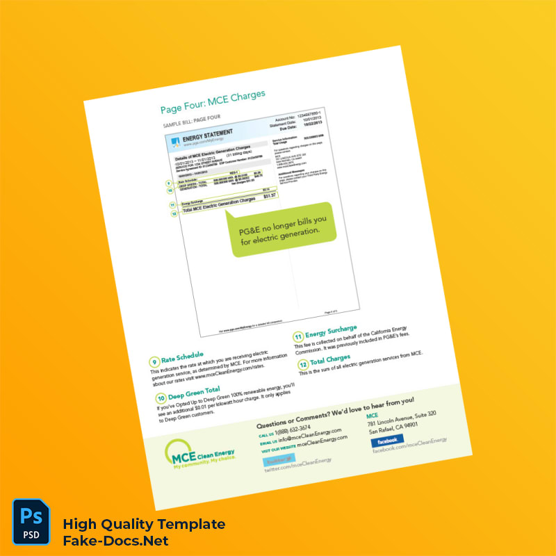UK Pacific Gas And Electric Company Editable Electricity Bill Template in Word and PDF formats 4 page UK Pacific Gas And Electric Company Editable Electricity Bill Template in Word and PDF formats 4 page