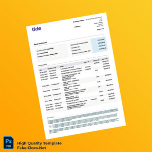 UK Tide Bank Statement Template in Word and PDF formats 3 page UK Tide Bank Statement Template in Word and PDF formats 3 page
