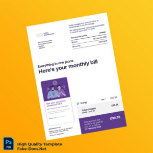 UK Utility Warehouse Editable Utility Bill Template in Word and PDF formats 5 page