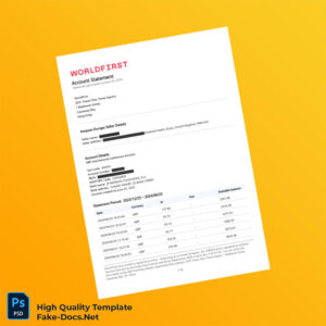 UK WorldFirst Account Statement Template in Word and PDF formats 6 page UK WorldFirst Account Statement Template in Word and PDF formats 6 page