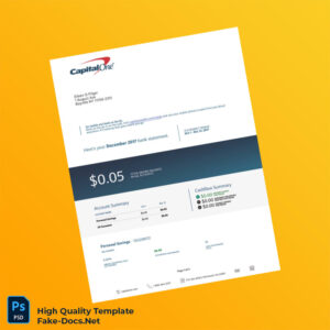 US Capital One Bank Statement Template in Word and PDF formats 3 page US Capital One Bank Statement Template in Word and PDF formats 3 page