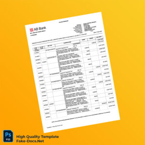 USA AB Bank Statement Template in Word and PDF formats 6 page USA AB Bank Statement Template in Word and PDF formats 6 page