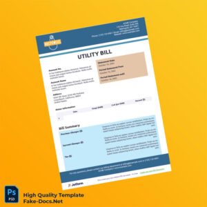 USA ACME Company Editable Utility Bill Template in Word and PDF formats 3 page