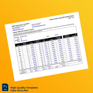 USA ASW Engineering Consultants Editable Utility Bill Analysis Template in Word and PDF formats 2 page