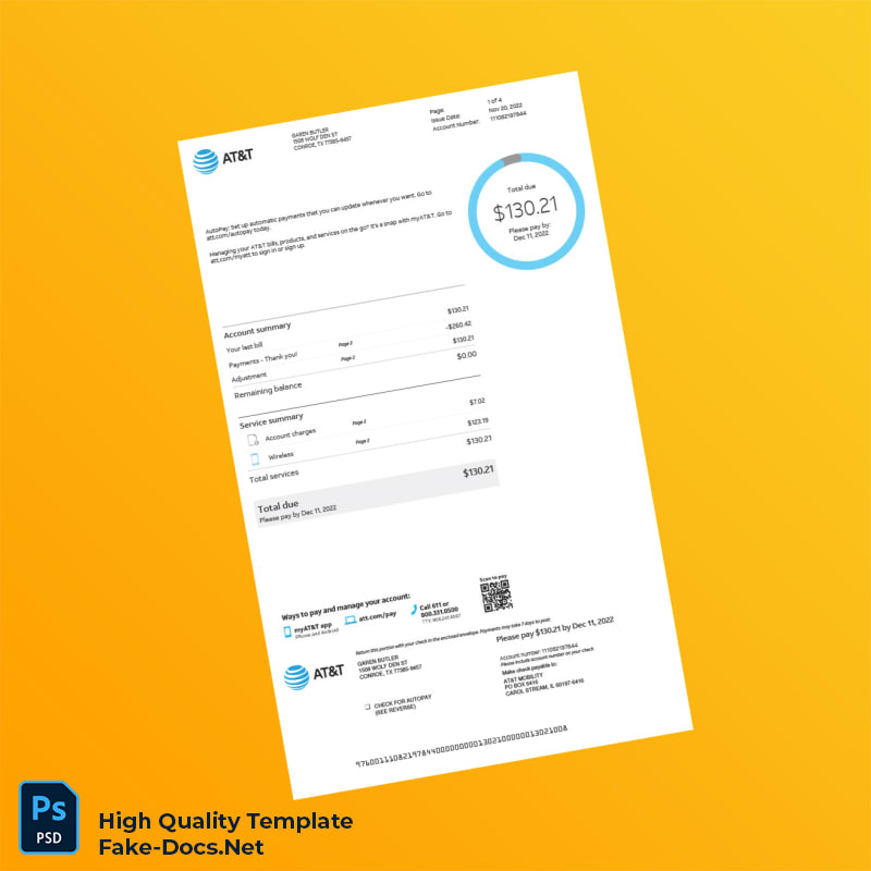 USA AT T Bill Summary Template in Word and PDF formats 4 page USA AT T Bill Summary Template in Word and PDF formats 4 page