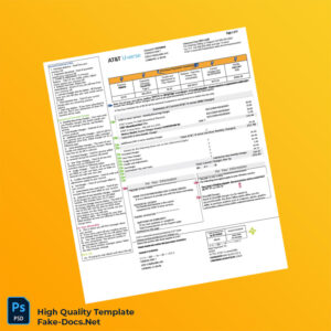 USA AT T U-verse Editable Utility Bill Template in Word and PDF formats