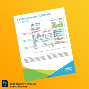 USA Alliant Energy Editable Parallel Generation CSPP Bill Template in Word and PDF formats 2 page USA Alliant Energy Editable Parallel Generation CSPP Bill Template in Word and PDF formats 2 page